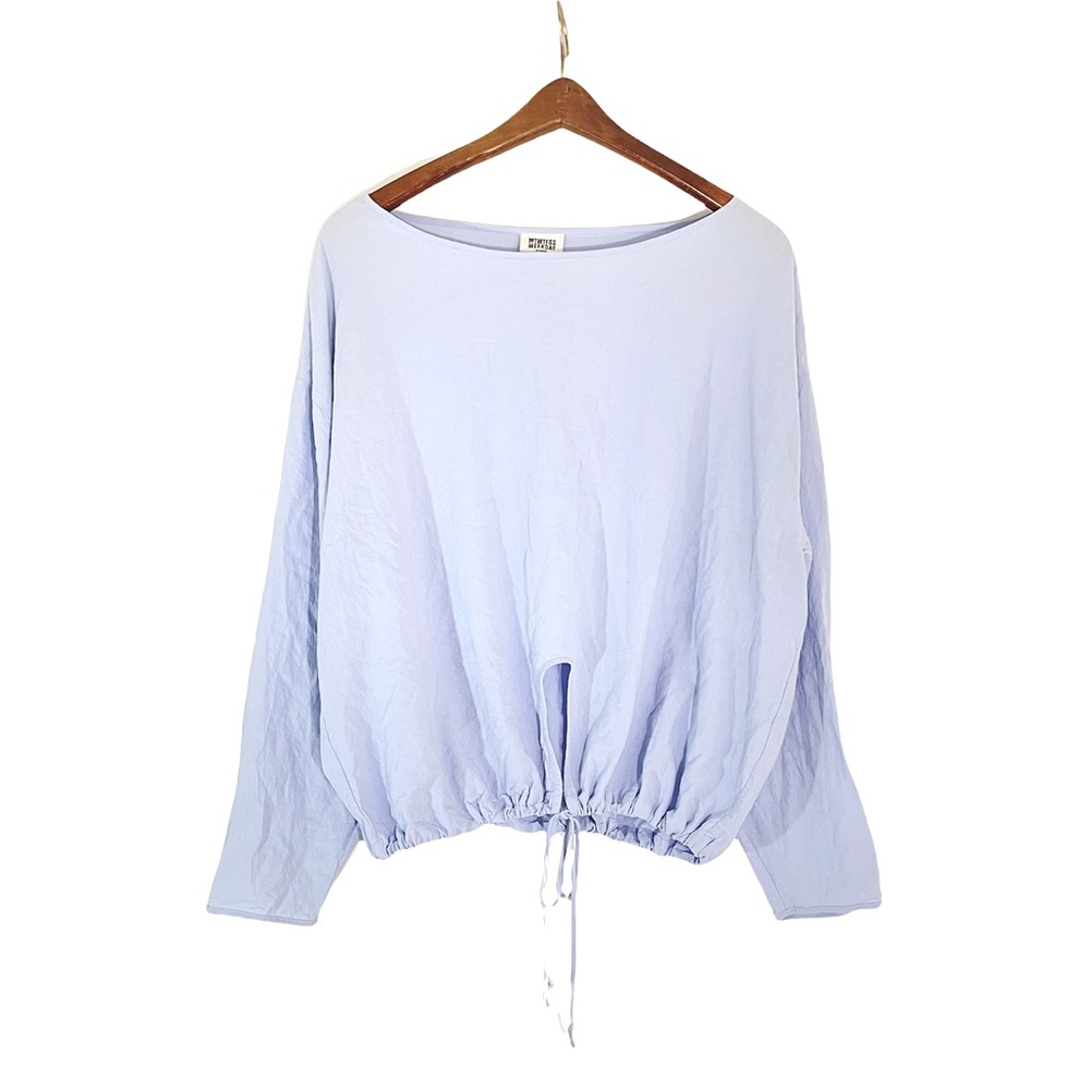 MTWTFSS Weekday Blue Ariel Top Long Sleeve Flowy Blouse
